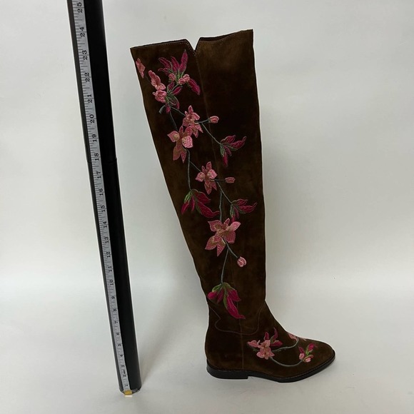 Ash Jess Over The Knee Boots Tall Embroidered Brown Suede Zip Size 37 $498 - Picture 11 of 11